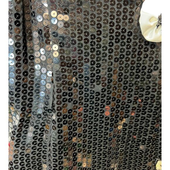 Vintage 80s Alyce Design Prom Sequin Cocktail Dress Black White Cruella de Vil 8 - Picture 7 of 16